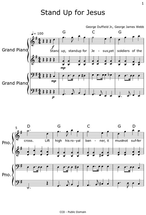 Stand Up for Jesus - Sheet music for Piano