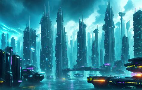 Wallpaper city, future, art, fantastic, cyberpunk, digital art ...