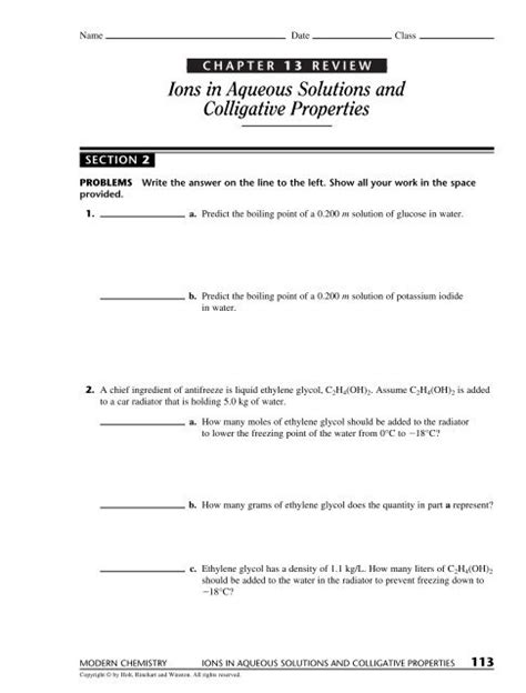 Ions in Aqueous Solutions and Colligative Properties