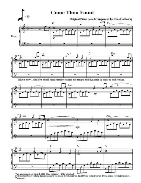 Come Thou Fount Sheet Music by Chas Hathaway