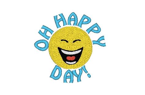 Oh Happy Day Smiley Face Machine Embroidery Design smiley