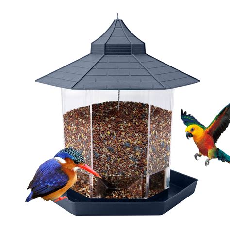 Hanging Bird Feeder Gazebo Wild Bird Feeders Hexagon Shaped With Roof ...