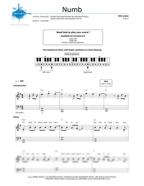 Piano sheet music Numb (Linkin' Park) | Noviscore sheets