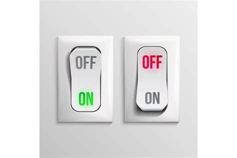 3D Toggle Switch Vector. White Switches With On, Off Position. Electric Light Control ...