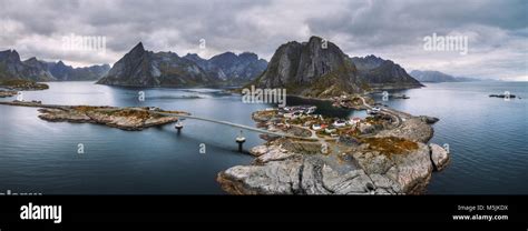 Aerial view of fishing villages in Norway Stock Photo - Alamy