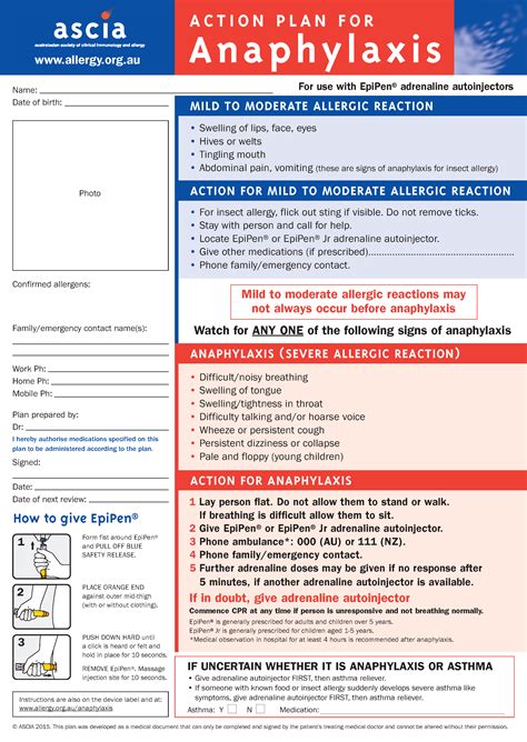 Asthma and Anaphylaxis Action Plan | Catch Training