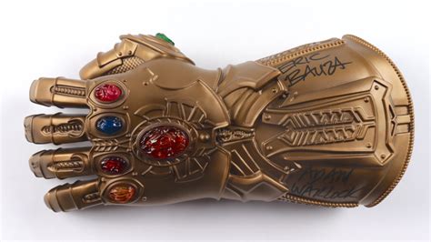 Eric Bauza Signed Avengers Infinity War Gauntlet with Inscription "Adam Warlock"