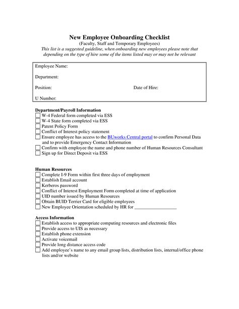 New Employee Onboarding Checklist | Templates at allbusinesstemplates.com