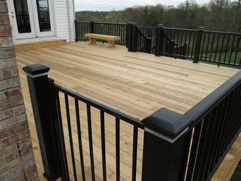 Modern Black Rails for Cedar Deck, St. Louis Mo, by Archadeck | Porch railing designs, Porch ...