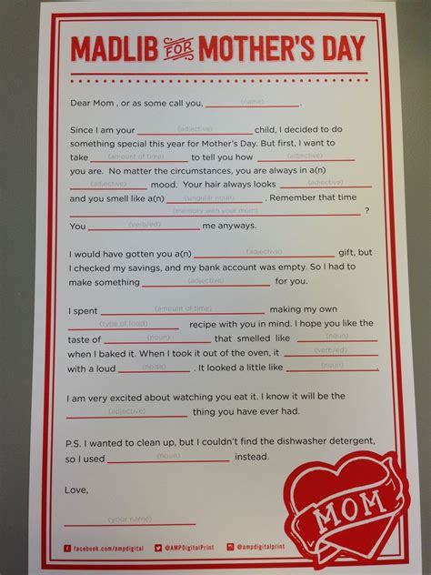 Mother s day mad libs printable – Artofit