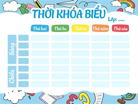 Các mẫu thời khóa biểu tiểu học đẹp, cute cho lớp 1 - lớp 5 - META.vn