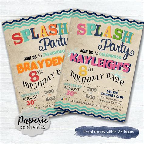 SPLASH Party Birthday Invitation Siblings Splash Party - Etsy