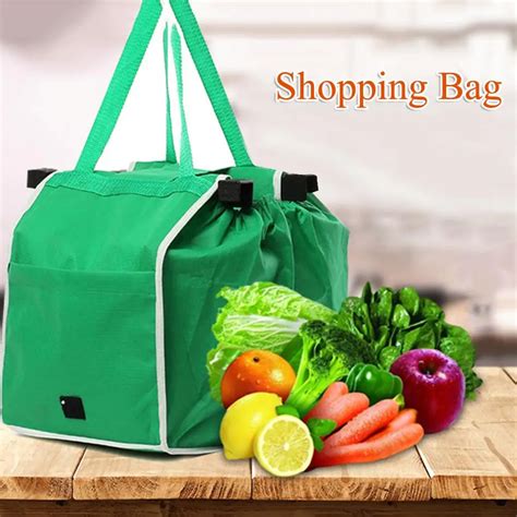 Reusable Large Trolley Clip To Cart Grocery Bag Tote Handbags Supermarket Shopping Storage Bags ...