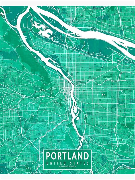 "Portland, Oregon City Map - Watercolor" Poster by deMAP | Redbubble ...