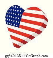 2 Heart In The Usa Flag Colors Icon Cartoon Clip Art | Royalty Free - GoGraph