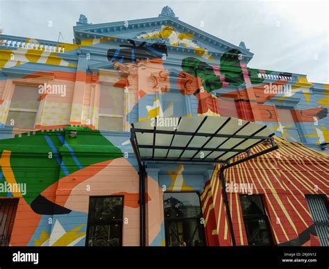 Colorful facade of Recoleta Cultural Center in Buenos Aires, Argentina. Sunny day Stock Photo ...