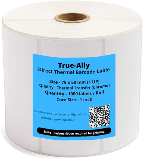 True-Ally 100x50 Direct Thermal (DT) Barcode Label Sticker - 4 x 2 inches - 100mm x 50mm - 1000 ...