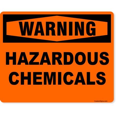 Orange Warning Hazardous Chemicals Full Color Sign | 8" x 10" | Customsigns.com