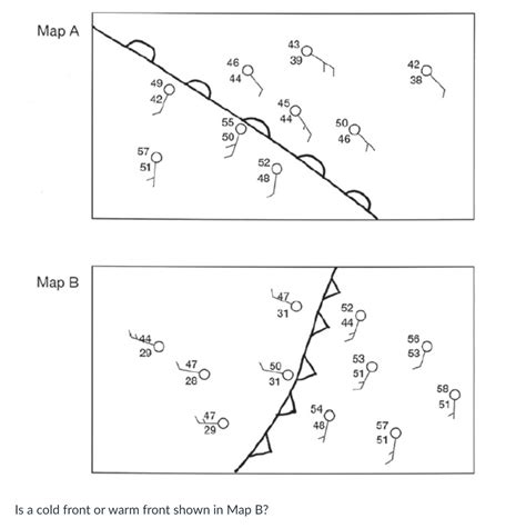 Solved Is a cold front or warm front shown in Map B? | Chegg.com