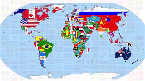 World Map With Flags And Continents