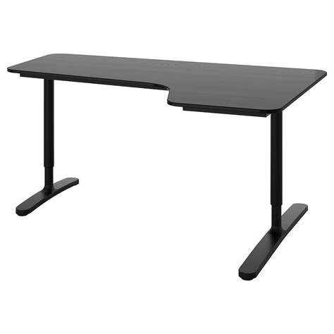 BEKANT Corner desk right - black stained ash veneer, black - IKEA