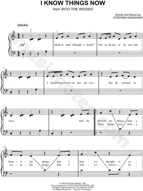 "I Know Things Now" from 'Into the Woods' Sheet Music (Piano Solo) in C Major - Download & Print ...