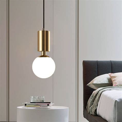 Nordic aluminum pendant light modern simple bedroom bedside table lamp small pendant lamp for Li ...