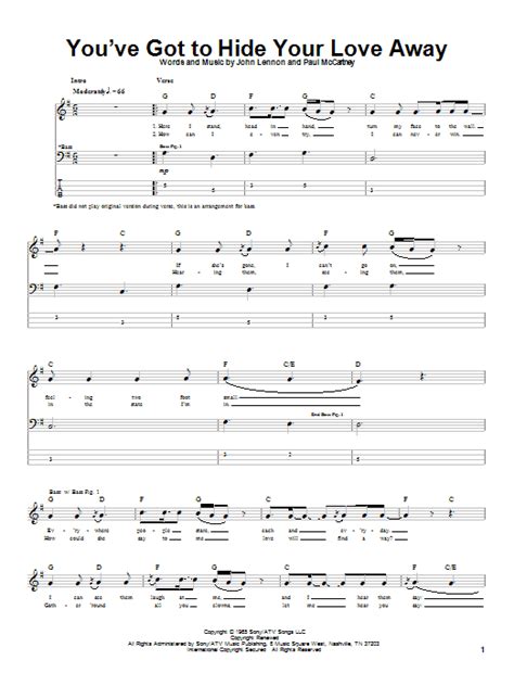 The Beatles "You've Got To Hide Your Love Away" Sheet Music Notes | Download Printable PDF Score ...