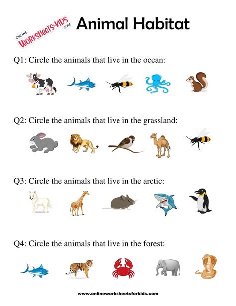 Animal Habitat Worksheet For Grade 1