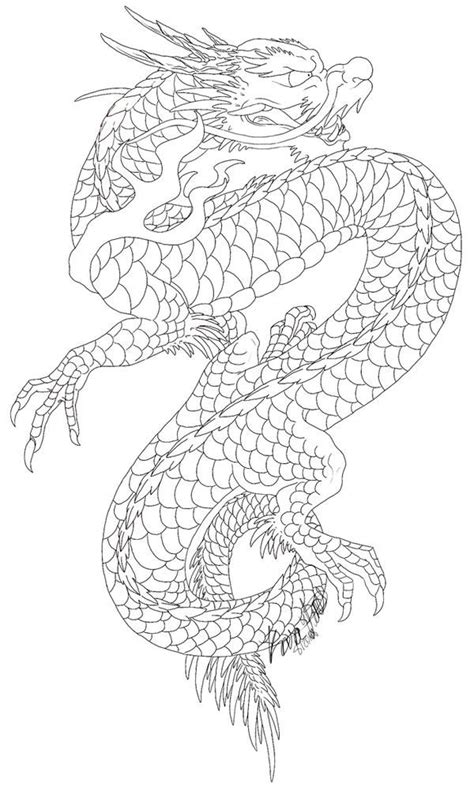 a black and white drawing of a dragon with its tail curled up in the air