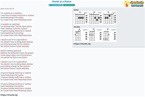 Chord: Numb as a Statue - tab, song lyric, sheet, guitar, ukulele | chords.vip