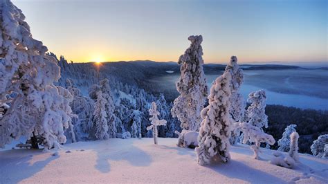 Konttainen fell Wallpaper 4K, Finland, Hill, Winter