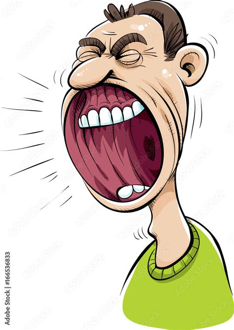 A cartoon main yelling with a huge, big shouting mouth. Stock Vector ...