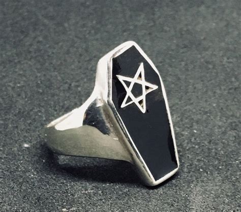 Black Coffin Pentagram Ring .925 Solid Sterling Silver - Etsy