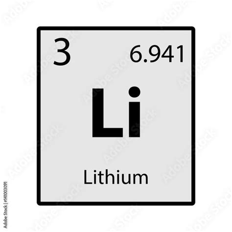 Lithium periodic table element gray icon on white background vector ...