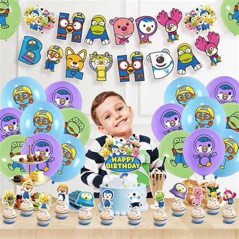 Pororo Party Supplies Balloons Banner Cake Toppers Birthday Party ...