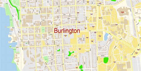 Burlington Vermont US Map Vector Exact City Plan detailed Street Map editable Adobe Illustrator ...