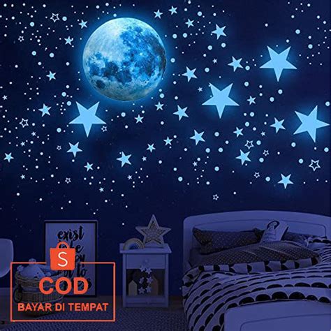 Jual COD 100 Pcs Stiker Bintang Glow In The Dark Sticker Dekorasi Hiasan Dinding Kamar Tidur ...