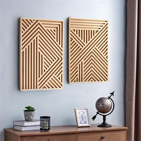 Modern Wood Wall Art Set Wooden Wall Art Abstract Wooden Wall Art Set ...