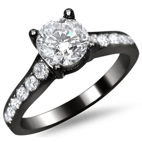 14k Black Gold 1 1/8ct TDW Round Pave-set Diamond Engagement Ring (F-G, VS1-VS2) - Overstock ...