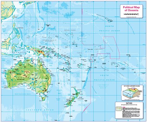 Physical map of Oceania - Cosmographics Ltd