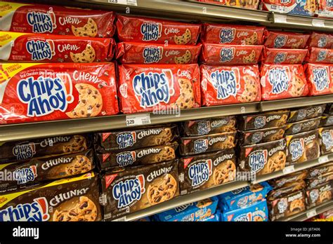 bags of Chips Ahoy brand chocolate chip cookies on the shelves of a grocery store Stock Photo ...