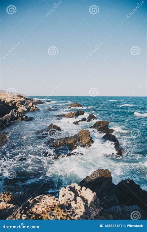 Rocks and Cliffs on the Beach in Playa De Los Muertos, Spain Stock Image - Image of water ...