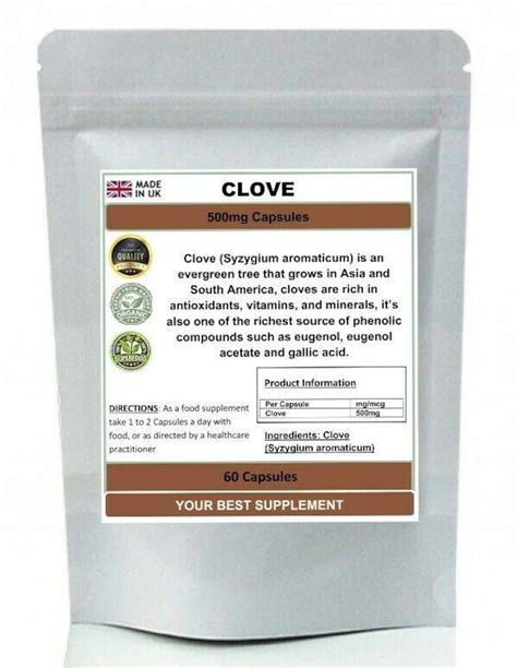 Clove Capsules 500mg 100% Organic pure no additives Syzygium | Etsy