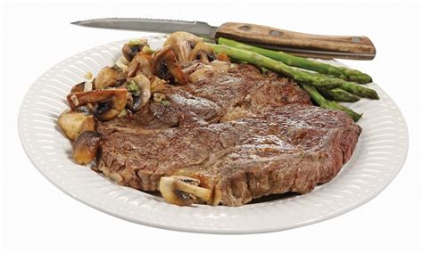 Cooked Center Cut Beef Chuck Steak with Mushrooms and Asparagus ...