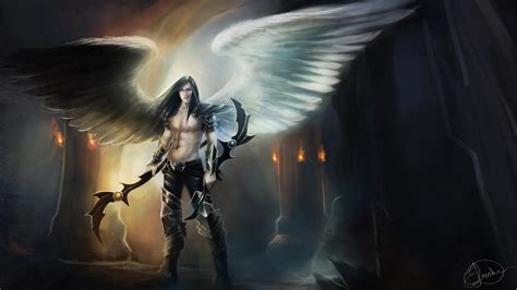 1366x768 Angel Warrior Fantasy Man Wings 1366x768 Resolution HD 4k ...