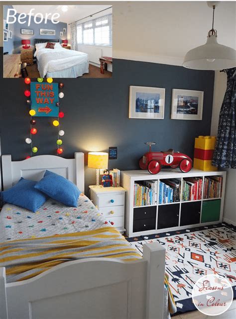 Kids room makeover in blue and red | Boys bedroom decor, Bedroom makeover, Toddler rooms