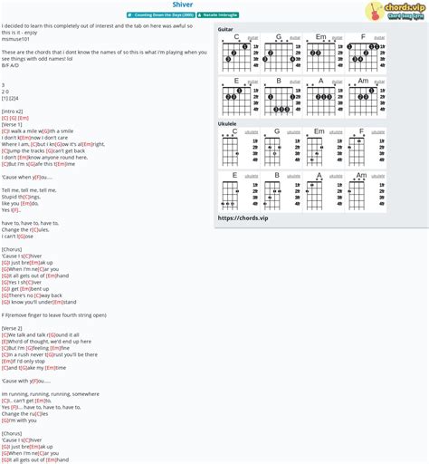 Chord: Shiver - tab, song lyric, sheet, guitar, ukulele | chords.vip