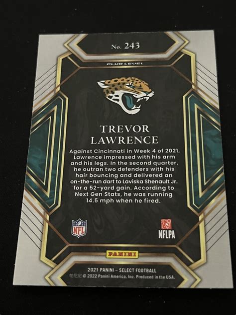 Mavin | 2021 Panini Select Football Trevor Lawrence Club Level Rookie ...