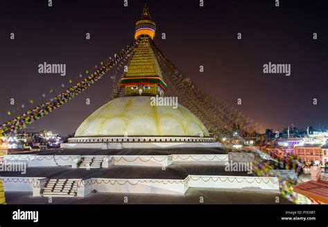 Boudhanath stupa at night in Kathmandu, Nepal Stock Photo - Alamy